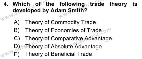 Foreign Trade Dersi 2023 - 2024 Yılı (Vize) Ara Sınavı 4. Soru