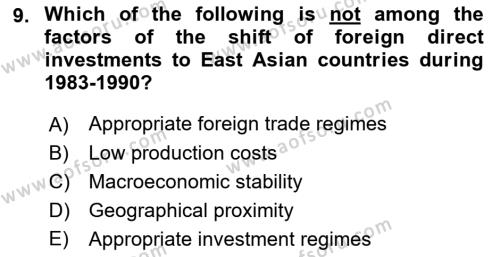 Foreign Trade Dersi 2023 - 2024 Yılı (Final) Dönem Sonu Sınavı 9. Soru