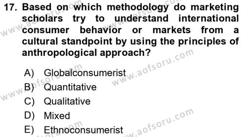 International Business Dersi 2020 - 2021 Yılı Yaz Okulu Sınavı 17. Soru