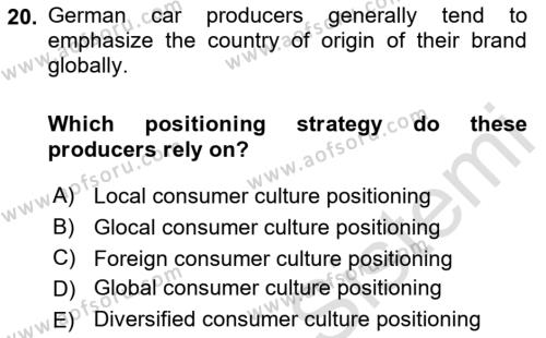 International Business Dersi 2020 - 2021 Yılı Yaz Okulu Sınavı 20. Soru