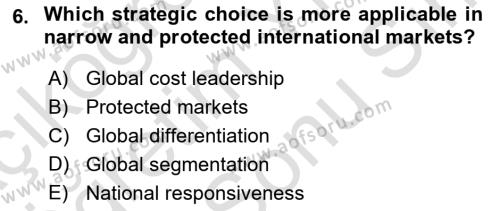 International Business Dersi 2021 - 2022 Yılı (Final) Dönem Sonu Sınavı 6. Soru