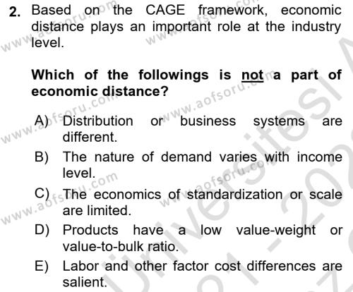 International Business Dersi 2021 - 2022 Yılı Yaz Okulu Sınavı 2. Soru