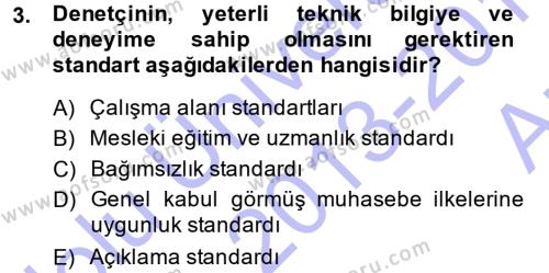 Denetim Dersi 2013 - 2014 Yılı (Vize) Ara Sınavı 3. Soru