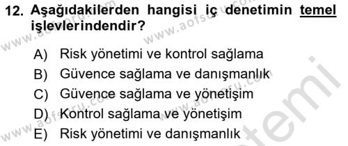 Denetim Dersi 2021 - 2022 Yılı (Final) Dönem Sonu Sınavı 12. Soru