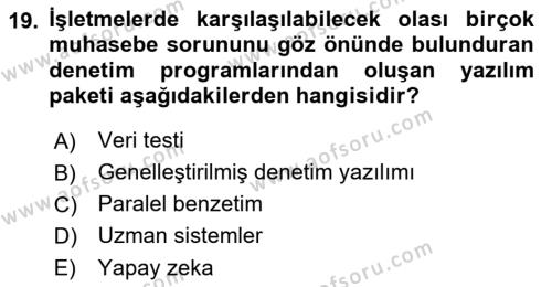 Denetim Dersi 2022 - 2023 Yılı (Final) Dönem Sonu Sınavı 19. Soru