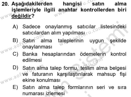 Denetim Dersi 2022 - 2023 Yılı (Final) Dönem Sonu Sınavı 20. Soru