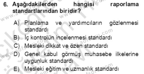 Denetim Dersi 2022 - 2023 Yılı Yaz Okulu Sınavı 6. Soru