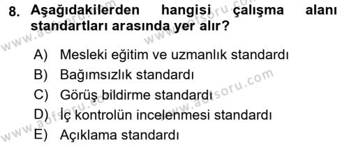 Denetim Dersi 2023 - 2024 Yılı Yaz Okulu Sınavı 8. Soru