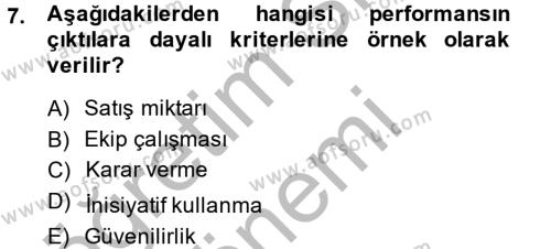 İnsan Kaynakları Yönetimi Dersi 2013 - 2014 Yılı (Final) Dönem Sonu Sınavı 7. Soru