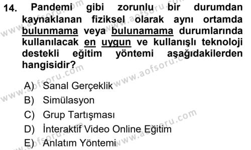 İnsan Kaynakları Yönetimi Dersi 2020 - 2021 Yılı Yaz Okulu Sınavı 14. Soru