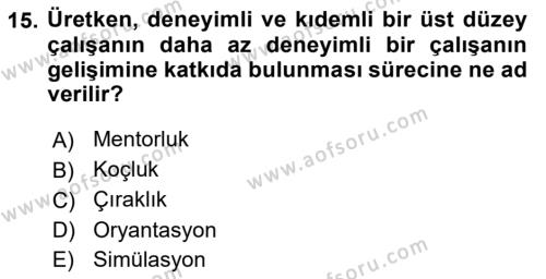 İnsan Kaynakları Yönetimi Dersi 2020 - 2021 Yılı Yaz Okulu Sınavı 15. Soru