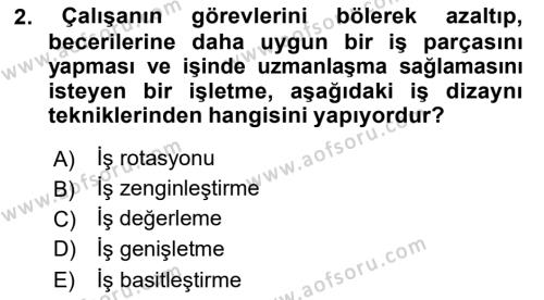 İnsan Kaynakları Yönetimi Dersi 2020 - 2021 Yılı Yaz Okulu Sınavı 2. Soru