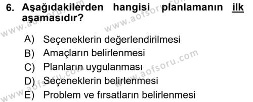 İnsan Kaynakları Yönetimi Dersi 2020 - 2021 Yılı Yaz Okulu Sınavı 6. Soru