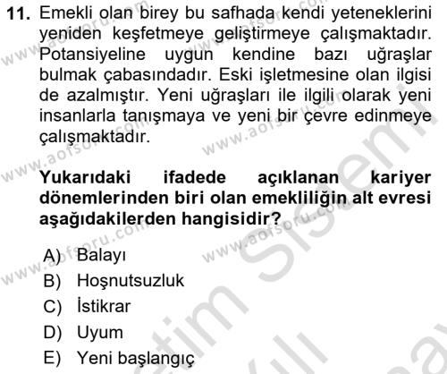 İnsan Kaynakları Yönetimi Dersi 2023 - 2024 Yılı (Final) Dönem Sonu Sınavı 11. Soru