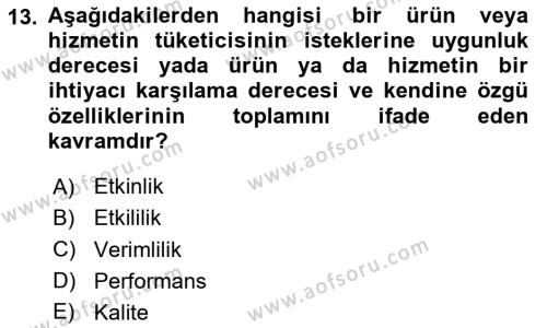 İnsan Kaynakları Yönetimi Dersi 2023 - 2024 Yılı (Final) Dönem Sonu Sınavı 13. Soru