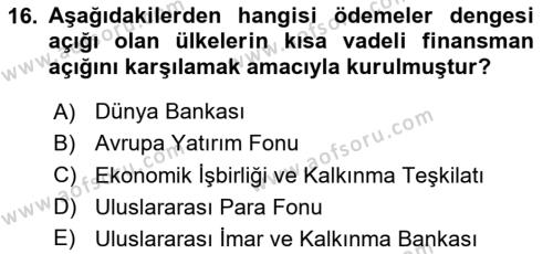 Sermaye Piyasaları ve Finansal Kurumlar Dersi 2020 - 2021 Yılı Yaz Okulu Sınavı 16. Soru