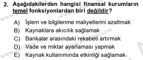 Sermaye Piyasaları ve Finansal Kurumlar Dersi 2020 - 2021 Yılı Yaz Okulu Sınavı 2. Soru