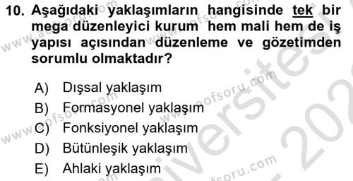 Sermaye Piyasaları ve Finansal Kurumlar Dersi 2021 - 2022 Yılı (Vize) Ara Sınavı 10. Soru