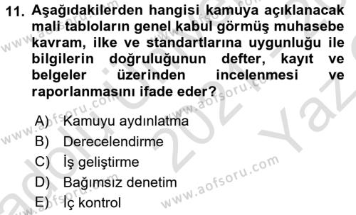 Sermaye Piyasaları ve Finansal Kurumlar Dersi 2021 - 2022 Yılı Yaz Okulu Sınavı 11. Soru