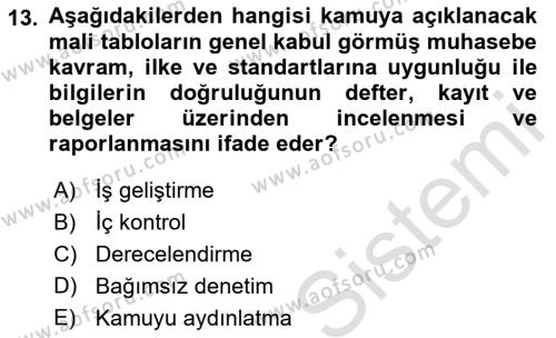 Sermaye Piyasaları ve Finansal Kurumlar Dersi 2022 - 2023 Yılı Yaz Okulu Sınavı 13. Soru