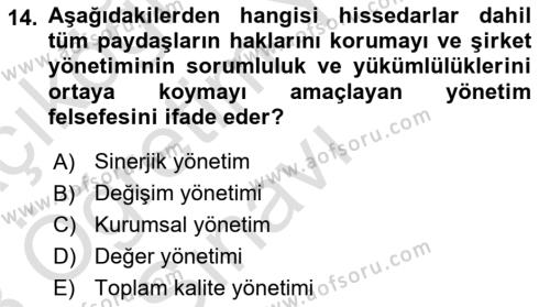 Sermaye Piyasaları ve Finansal Kurumlar Dersi 2022 - 2023 Yılı Yaz Okulu Sınavı 14. Soru