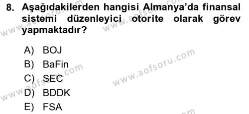 Sermaye Piyasaları ve Finansal Kurumlar Dersi 2022 - 2023 Yılı Yaz Okulu Sınavı 8. Soru