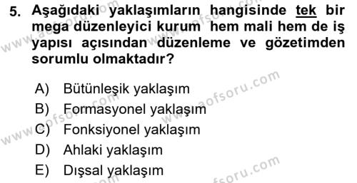 Sermaye Piyasaları ve Finansal Kurumlar Dersi 2023 - 2024 Yılı (Vize) Ara Sınavı 5. Soru