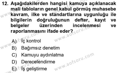 Sermaye Piyasaları ve Finansal Kurumlar Dersi 2023 - 2024 Yılı (Final) Dönem Sonu Sınavı 12. Soru