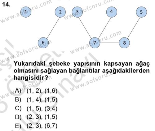 Sayısal Karar Verme Teknikleri Dersi 2022 - 2023 Yılı Yaz Okulu Sınavı 14. Soru