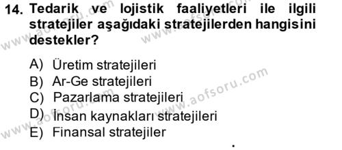 Stratejik Yönetim 2 Dersi 2014 - 2015 Yılı (Vize) Ara Sınavı 14. Soru