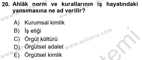 Stratejik Yönetim 2 Dersi 2020 - 2021 Yılı Yaz Okulu Sınavı 20. Soru