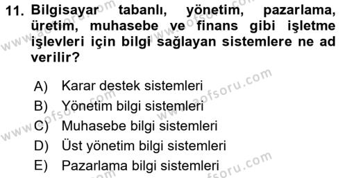 Stratejik Yönetim 2 Dersi 2021 - 2022 Yılı Yaz Okulu Sınavı 11. Soru