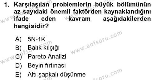 İşletmelerde Karar Verme Teknikleri Dersi 2020 - 2021 Yılı Yaz Okulu Sınavı 1. Soru