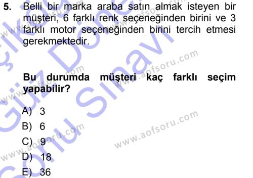 İstatistik 1 Dersi 2013 - 2014 Yılı (Final) Dönem Sonu Sınavı 5. Soru