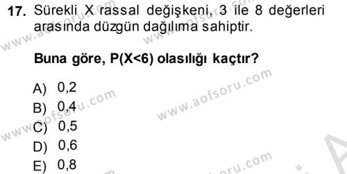 İstatistik 1 Dersi 2014 - 2015 Yılı Tek Ders Sınavı 17. Soru