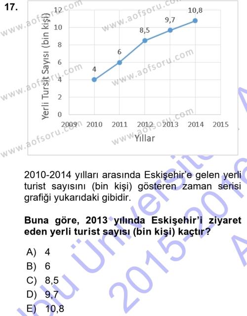 İstatistik 1 Dersi 2015 - 2016 Yılı (Vize) Ara Sınavı 17. Soru