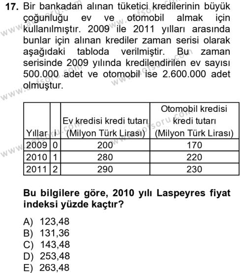 İstatistik 2 Dersi 2012 - 2013 Yılı (Final) Dönem Sonu Sınavı 17. Soru