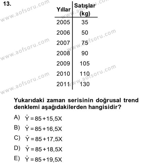 İstatistik 2 Dersi 2014 - 2015 Yılı (Final) Dönem Sonu Sınavı 13. Soru