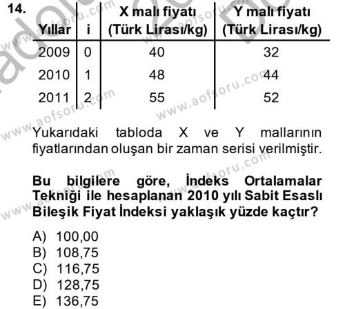 İstatistik 2 Dersi 2014 - 2015 Yılı (Final) Dönem Sonu Sınavı 14. Soru