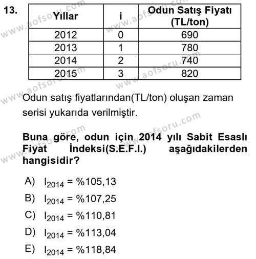 İstatistik 2 Dersi 2018 - 2019 Yılı (Final) Dönem Sonu Sınavı 13. Soru