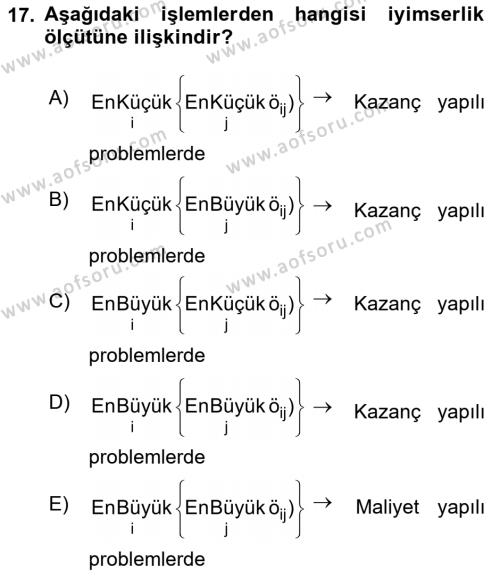 İstatistik 2 Dersi 2020 - 2021 Yılı Yaz Okulu Sınavı 17. Soru