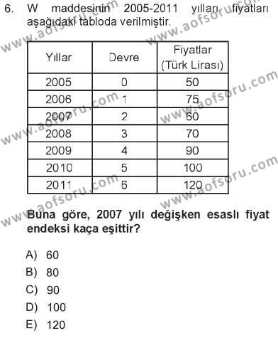 İstatistik Dersi 2012 - 2013 Yılı Tek Ders Sınavı 6. Soru