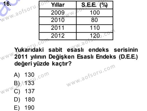 İstatistik Dersi 2013 - 2014 Yılı (Vize) Ara Sınavı 16. Soru