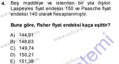 İstatistik Dersi 2013 - 2014 Yılı (Final) Dönem Sonu Sınavı 4. Soru