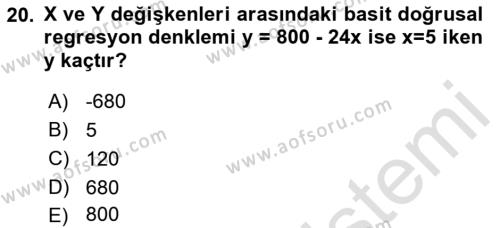 İstatistik Dersi 2022 - 2023 Yılı (Final) Dönem Sonu Sınavı 20. Soru