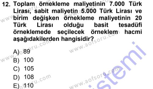 Tıbbi İstatistik Dersi 2012 - 2013 Yılı (Final) Dönem Sonu Sınavı 12. Soru