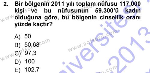 Tıbbi İstatistik Dersi 2012 - 2013 Yılı (Final) Dönem Sonu Sınavı 2. Soru