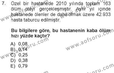 Tıbbi İstatistik Dersi 2012 - 2013 Yılı Tek Ders Sınavı 7. Soru