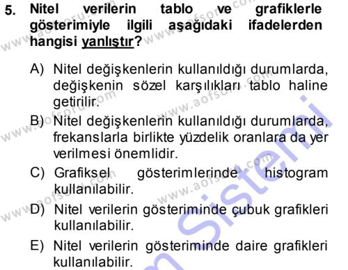 Tıbbi İstatistik Dersi 2013 - 2014 Yılı (Final) Dönem Sonu Sınavı 5. Soru