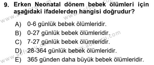 Tıbbi İstatistik Dersi 2018 - 2019 Yılı Yaz Okulu Sınavı 9. Soru